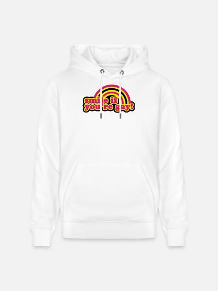 smile if you're gay - Stanley/Stella CRUISER Unisex Organic Hoodie - white