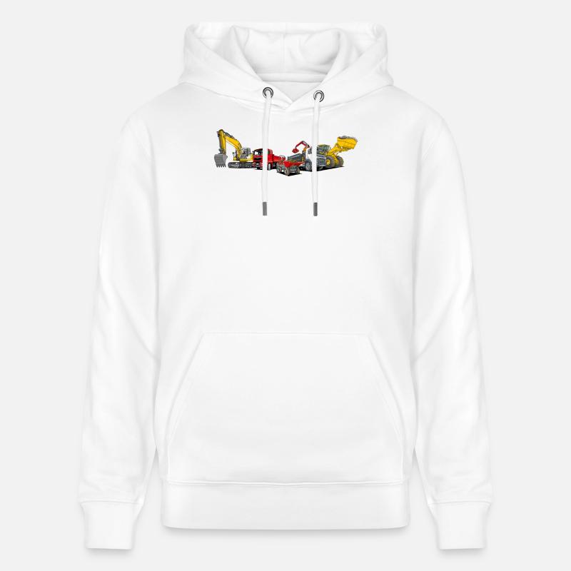Flotte d’engins de chantier - Sweat à capuche bio CRUISER Stanley/Stella Unisexe - blanc