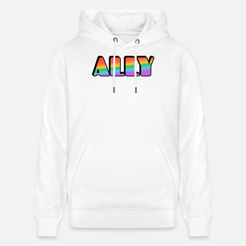 Lettres arc-en-ciel Ally - Sweat à capuche bio CRUISER Stanley/Stella Unisexe - blanc