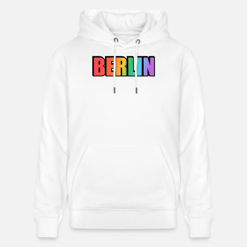 Berlin Rainbow Gradient Letters LGBT - Stanley/Stella Unisex Bio-Hoodie CRUISER  - Weiß
