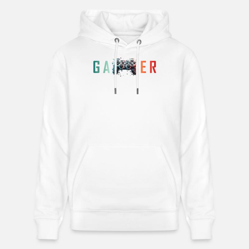 Gamer Typografie Controller bunt Gaming Design - Stanley/Stella Unisex Bio-Hoodie CRUISER - Weiß