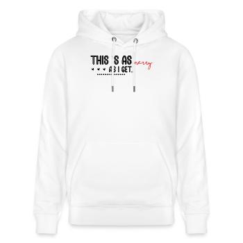 Merry Red Script Logo on Black - Stanley/Stella CRUISER Unisex Organic Hoodie - white - Front - Alina (178cm) & Michal (187cm)