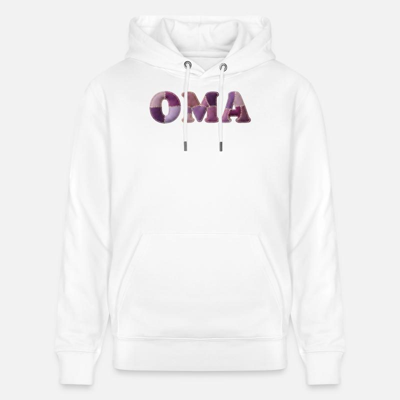 OMA Patchwork Stoff Design Geschenkidee - Stanley/Stella Unisex Bio-Hoodie CRUISER  - Weiß