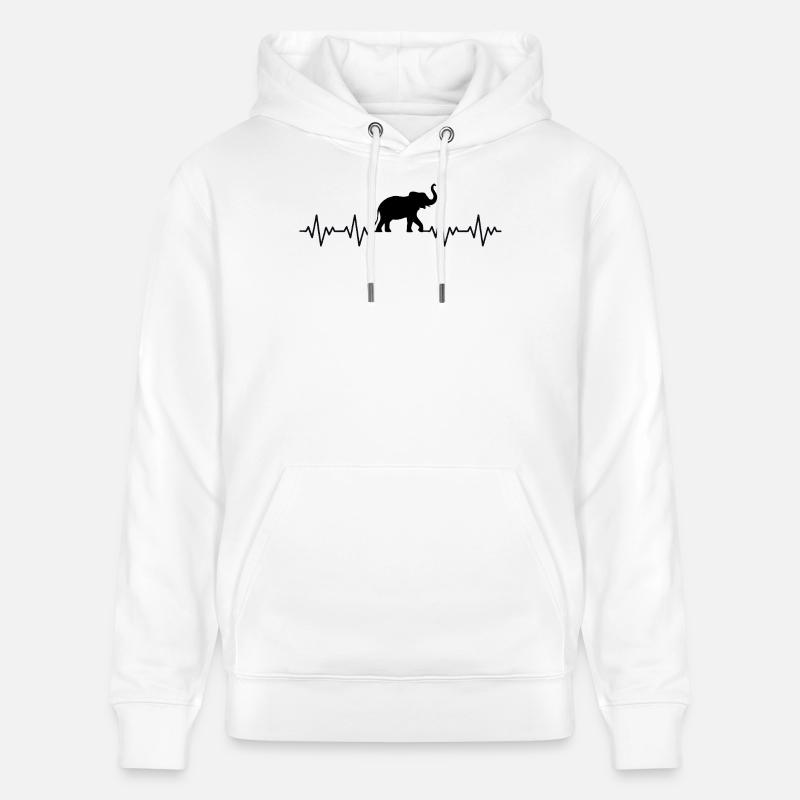 ECG d’éléphant Battement de cœur - Sweat à capuche bio CRUISER Stanley/Stella Unisexe - blanc