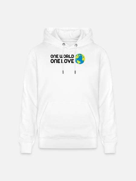 One World One Love - Stanley/Stella CRUISER Unisex Organic Hoodie - white