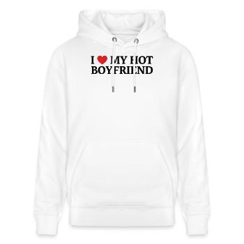 Ich liebe meinen heißen Freund - Stanley/Stella Unisex Bio-Hoodie CRUISER  - Weiß - Vorne - Alina (178cm) & Michal (187cm)