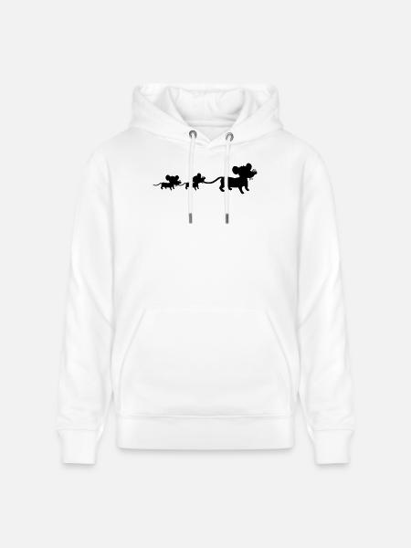 mus, familj, mamma, pappa, 2, barn, mamma, silhuett - Ekologisk luvtröja CRUISER unisex från Stanley/Stella - vit