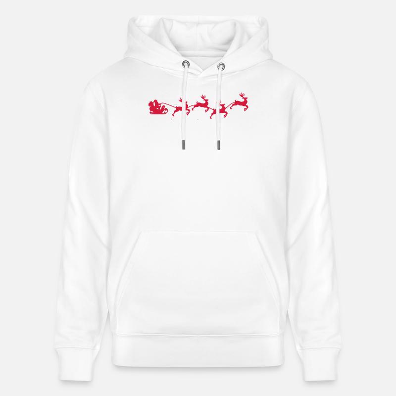 Santa sur Sleigh avec raindeer - Sweat à capuche bio CRUISER Stanley/Stella Unisexe - blanc
