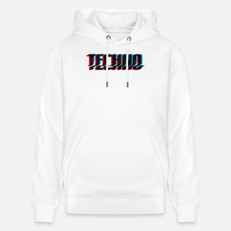Techno Blue Neon Overprint Typography - Stanley/Stella CRUISER Unisex Organic Hoodie - white