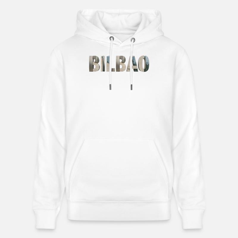 BILBAO – Typographie architecturale moderne - Sweat à capuche bio CRUISER Stanley/Stella Unisexe - blanc