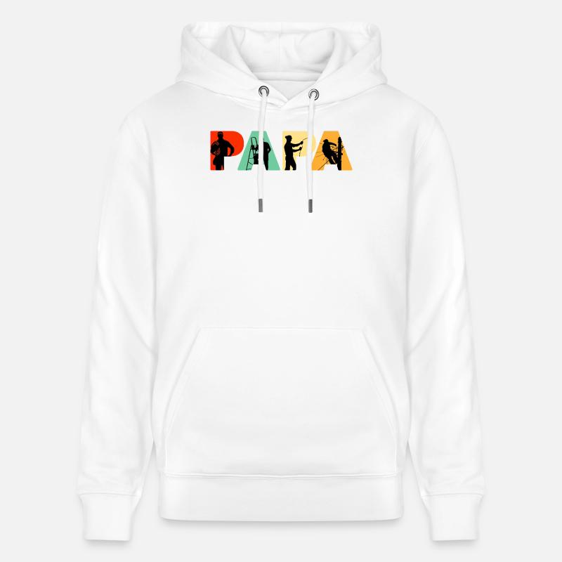 Papa Électricien Sparky Silhouette rétro - Sweat à capuche bio CRUISER Stanley/Stella Unisexe - blanc