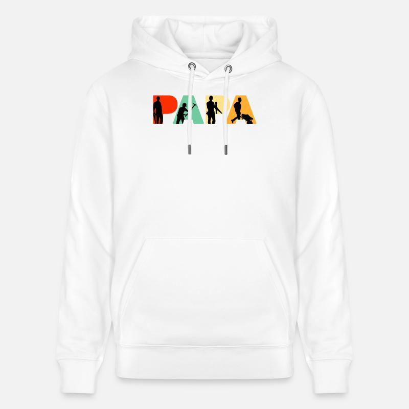 Ouvrier du bâtiment Papa Silhouette Père - Sweat à capuche bio CRUISER Stanley/Stella Unisexe - blanc