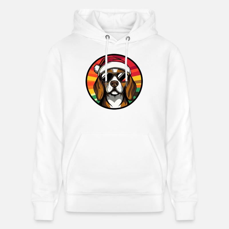 Beagle chien Noël cool - Sweat à capuche bio CRUISER Stanley/Stella Unisexe - blanc