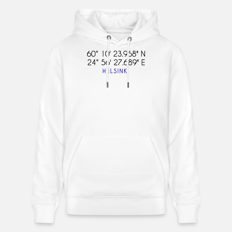 Coordonnées d'Helsinki - Sweat à capuche bio CRUISER Stanley/Stella Unisexe - blanc