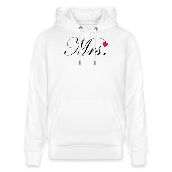 Mr and Mrs Hochzeit Herz Design Paar Geschenk - Stanley/Stella Unisex Bio-Hoodie CRUISER  - Weiß - Vorne - Alina (178cm) & Michal (187cm)