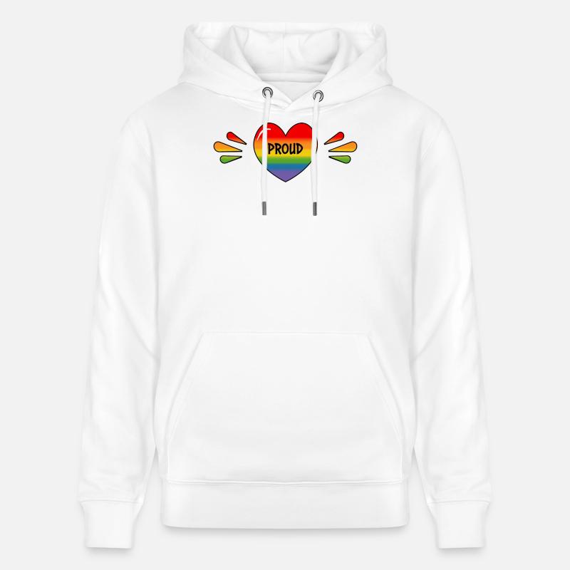 Regenbogen LGBT Stolzes Herz - Stanley/Stella Unisex Bio-Hoodie CRUISER - Weiß