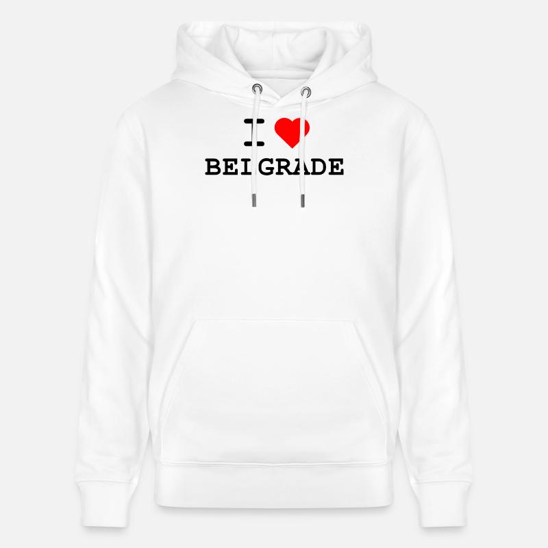 Ich liebe Belgrade - J’adore Belgrade - Sweat à capuche bio CRUISER Stanley/Stella Unisexe - blanc
