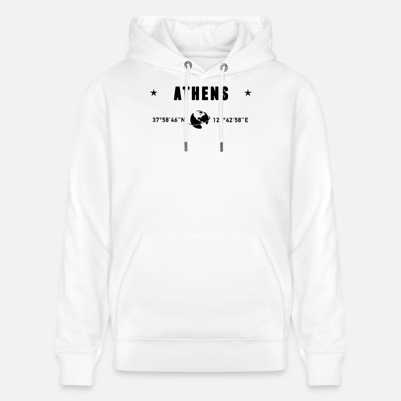 Athènes Grèce Coordonnées Planète Terre - Sweat à capuche bio CRUISER Stanley/Stella Unisexe - blanc