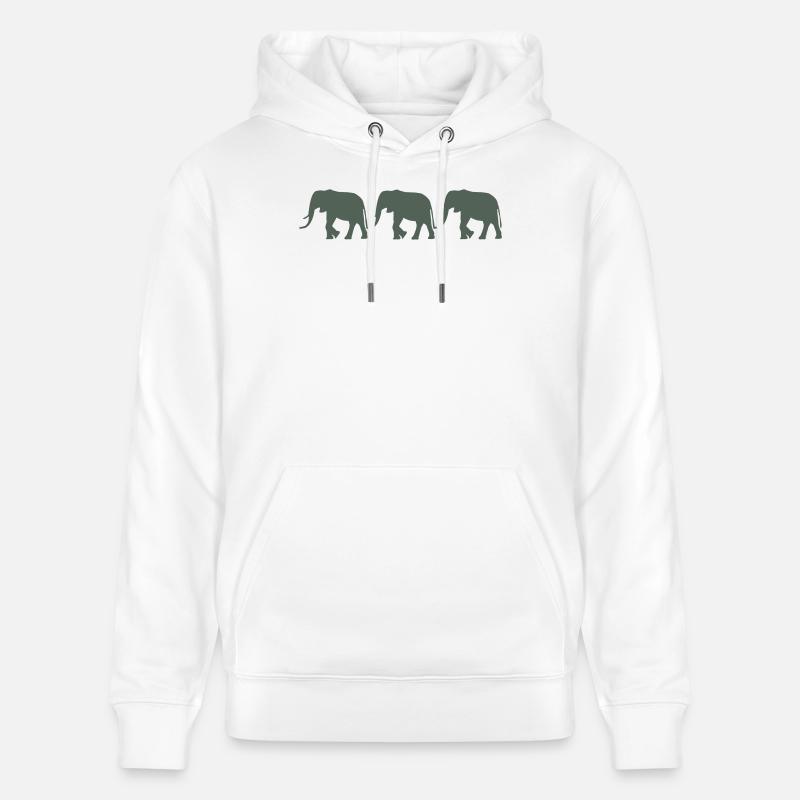 Éléphants - Sweat à capuche bio CRUISER Stanley/Stella Unisexe - blanc