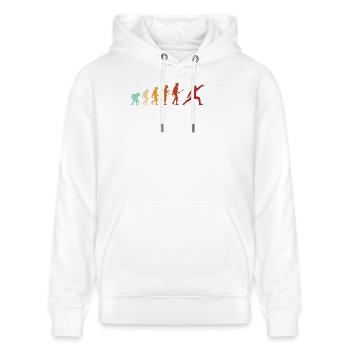 Fechten Evolution Fechter Sport Lustiger Spruch - Stanley/Stella Unisex Bio-Hoodie CRUISER  - Weiß - Vorne - Alina (178cm) & Michal (187cm)