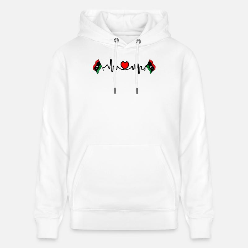 Drapeau cardio de fréquence cardiaque Libye - Sweat à capuche bio CRUISER Stanley/Stella Unisexe - blanc