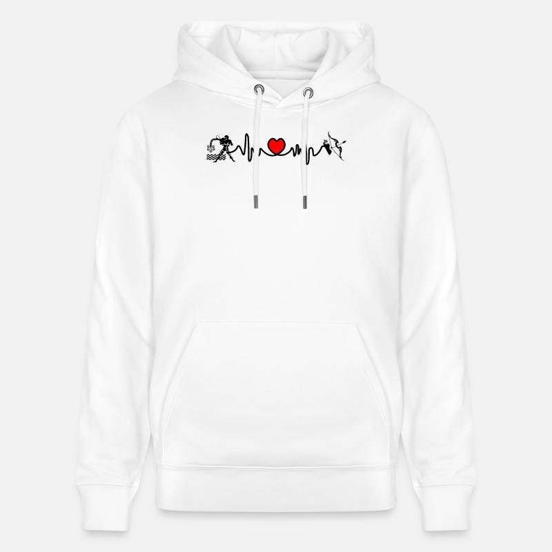 Fréquence cardiaque cardio Verseau Sagittaire - Sweat à capuche bio CRUISER Stanley/Stella Unisexe - blanc