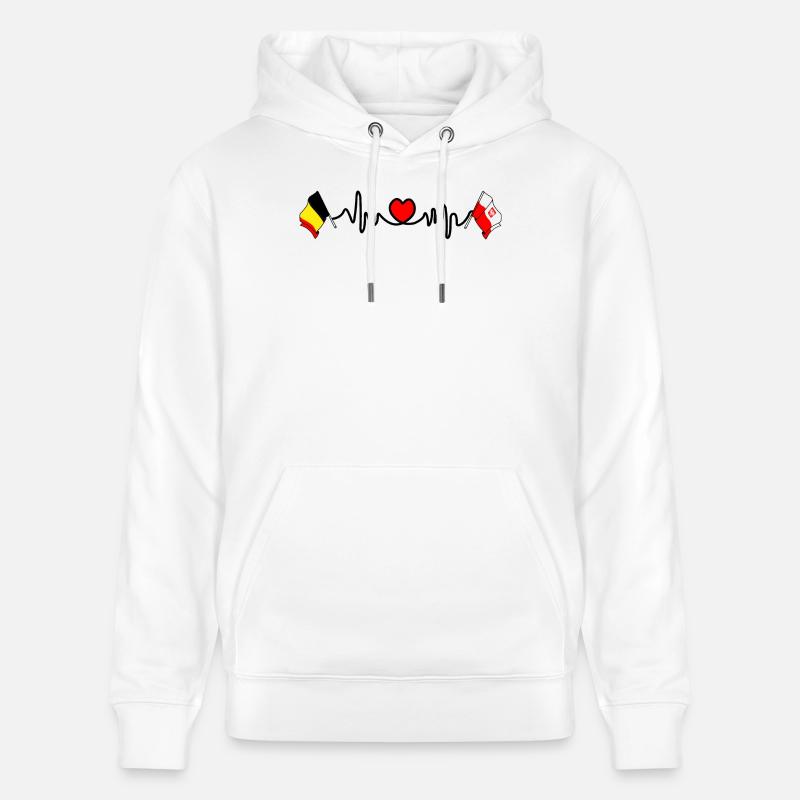 Cardio heart Drapeau Belgique, drapeau Pologne - Sweat à capuche bio CRUISER Stanley/Stella Unisexe - blanc