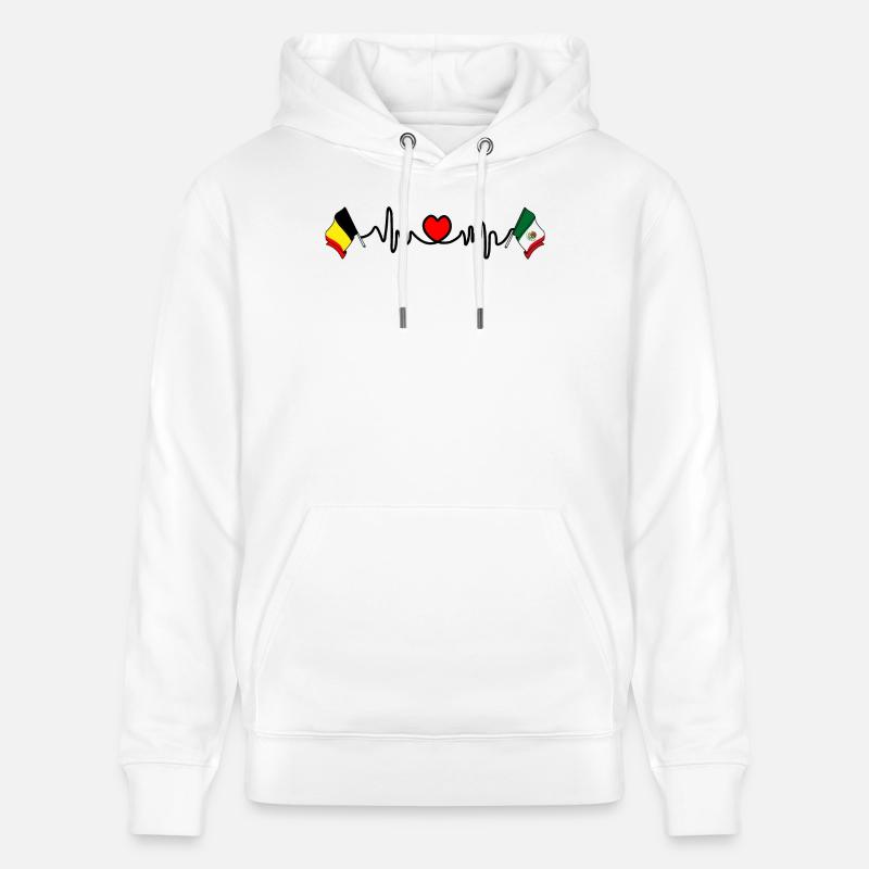 Cardio heart , Drapeau Belgique, drapeau Mexique - Sweat à capuche bio CRUISER Stanley/Stella Unisexe - blanc
