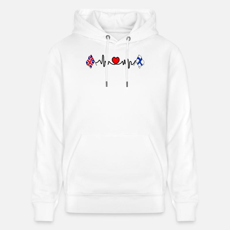 Cardio heart Drapeau Angleterre, drapeau Finlande - Sweat à capuche bio CRUISER Stanley/Stella Unisexe - blanc