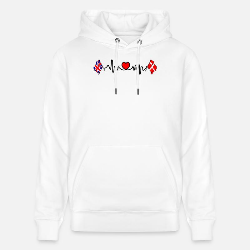 Cardio heart Drapeau Angleterre, drapeau Danemark - Sweat à capuche bio CRUISER Stanley/Stella Unisexe - blanc