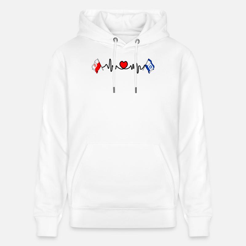 Cardio cardiaque Drapeau Pologne, drapeau Israël - Sweat à capuche bio CRUISER Stanley/Stella Unisexe - blanc