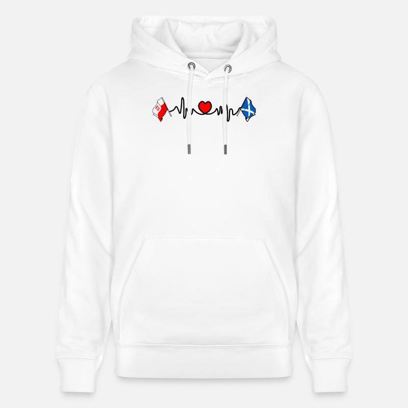 Cardio heart Drapeau Pologne, drapeau Écosse - Sweat à capuche bio CRUISER Stanley/Stella Unisexe - blanc