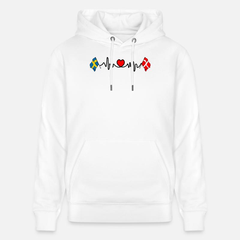 Cardio hartjet Drapeau Suède, drapeau Danemark - Sweat à capuche bio CRUISER Stanley/Stella Unisexe - blanc