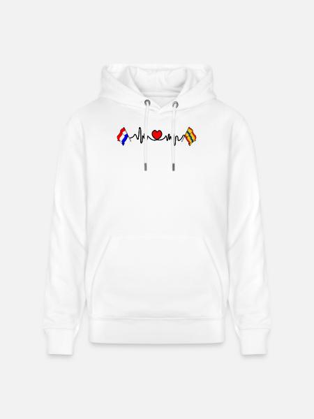Cardio heart with Flag Netherlands, Overijssel - Stanley/Stella CRUISER Unisex Organic Hoodie - white
