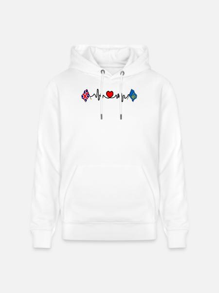 Suffolk & Great Britain Heartbeat - Stanley/Stella CRUISER Unisex Organic Hoodie - white
