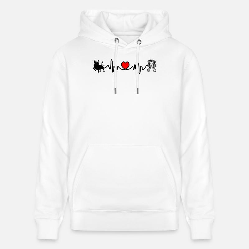 Fréquence cardiaque cardio Taureau vierge - Sweat à capuche bio CRUISER Stanley/Stella Unisexe - blanc