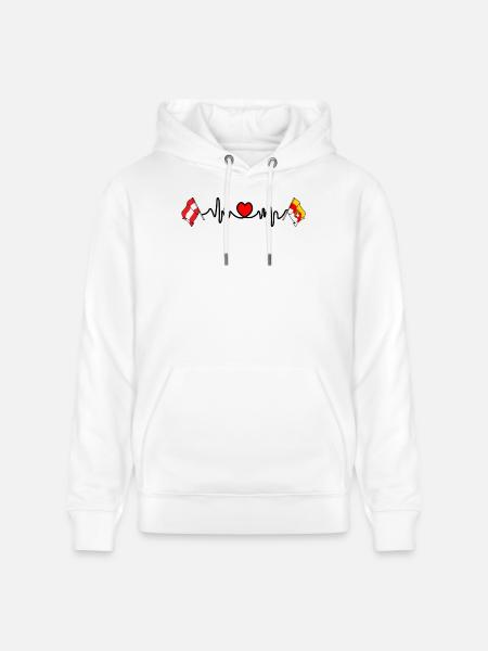 Kärnten Flags Heartbeat - Stanley/Stella CRUISER Unisex Organic Hoodie - white