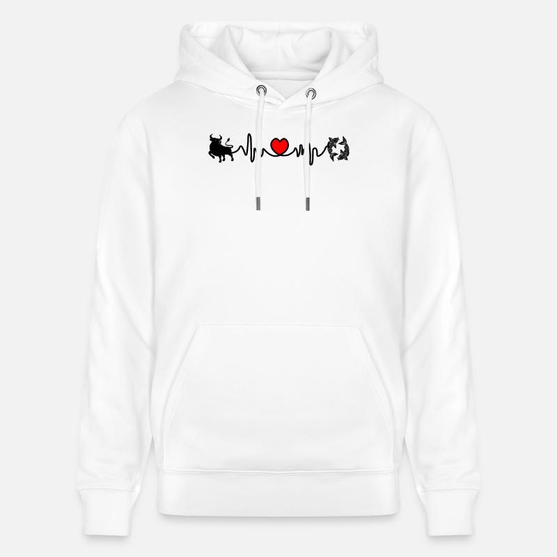 Fréquence cardiaque cardio Taureau Poissons - Sweat à capuche bio CRUISER Stanley/Stella Unisexe - blanc