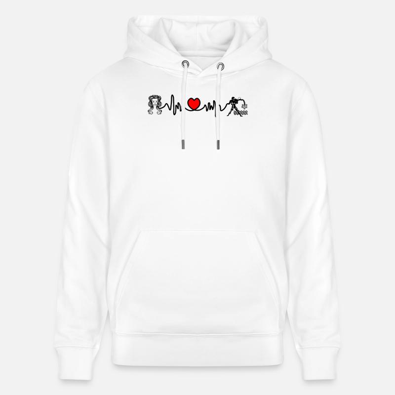 Fréquence cardiaque cardio Vierge Verseau - Sweat à capuche bio CRUISER Stanley/Stella Unisexe - blanc