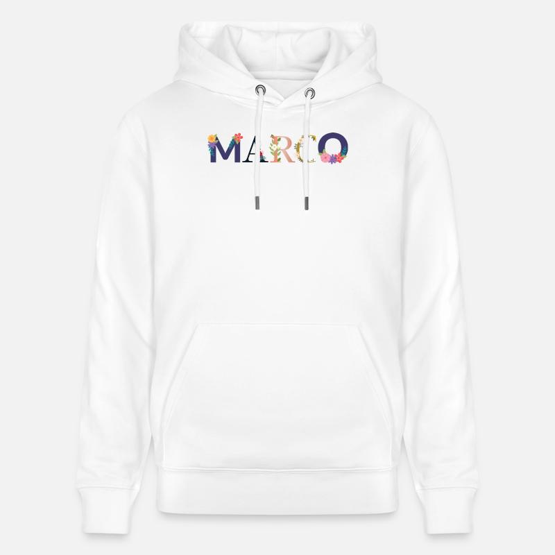 Le nom MARCO décoré de fleurs - Sweat à capuche bio CRUISER Stanley/Stella Unisexe - blanc