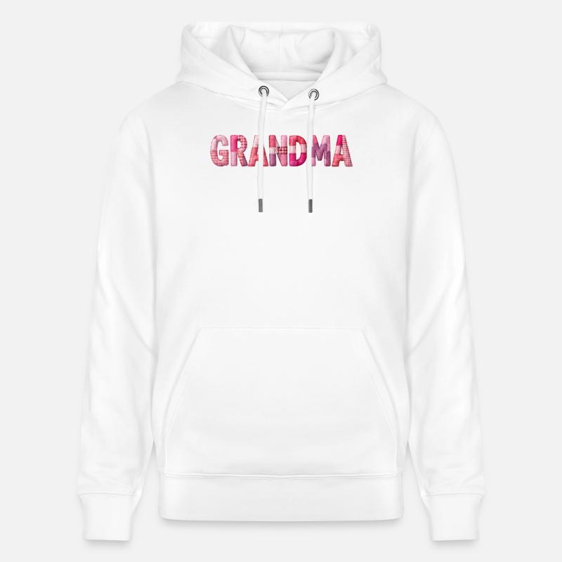 Grandmother Pink Plaid Letters Patchwork - Stanley/Stella CRUISER Unisex Organic Hoodie - white