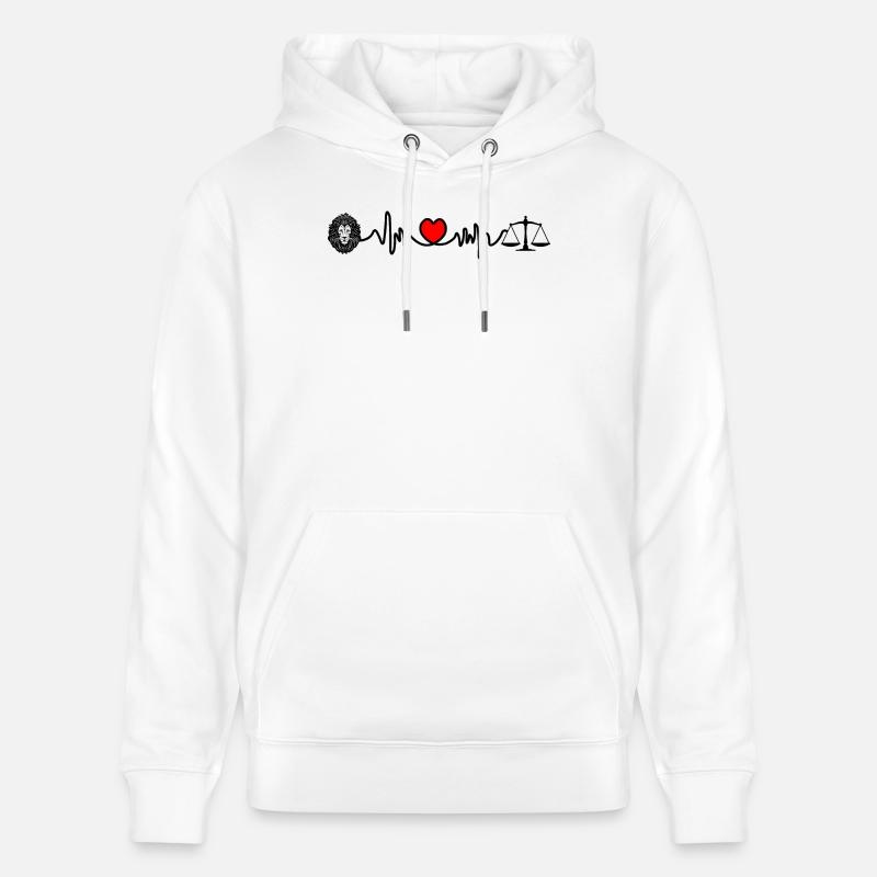 Fréquence cardiaque Cardio Lion Scale - Sweat à capuche bio CRUISER Stanley/Stella Unisexe - blanc