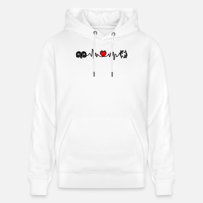 Fréquence cardiaque Cardio Bélier Poissons - Sweat à capuche bio CRUISER Stanley/Stella Unisexe - blanc