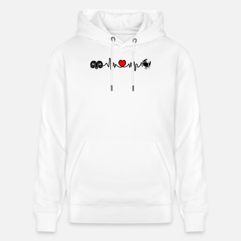 Fréquence cardiaque cardio Bélier Cancer - Sweat à capuche bio CRUISER Stanley/Stella Unisexe - blanc