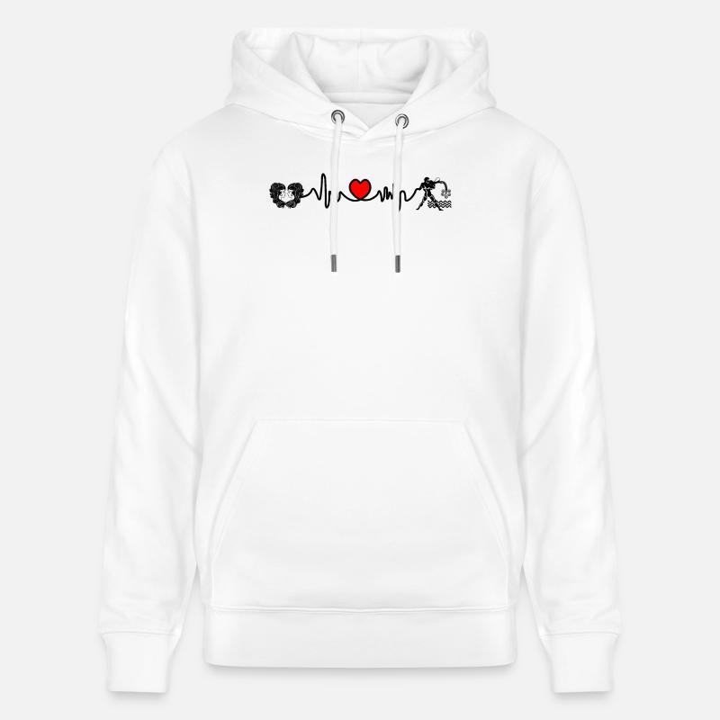 Fréquence cardiaque cardio Gémeaux Verseau - Sweat à capuche bio CRUISER Stanley/Stella Unisexe - blanc