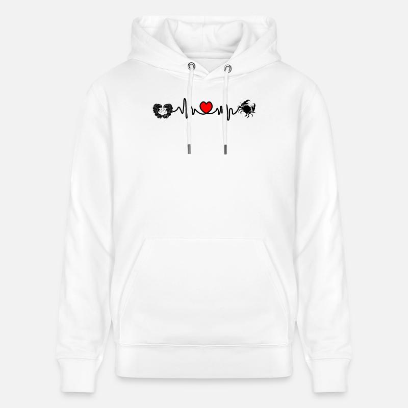 Fréquence cardiaque cardio Gémeaux Cancer - Sweat à capuche bio CRUISER Stanley/Stella Unisexe - blanc
