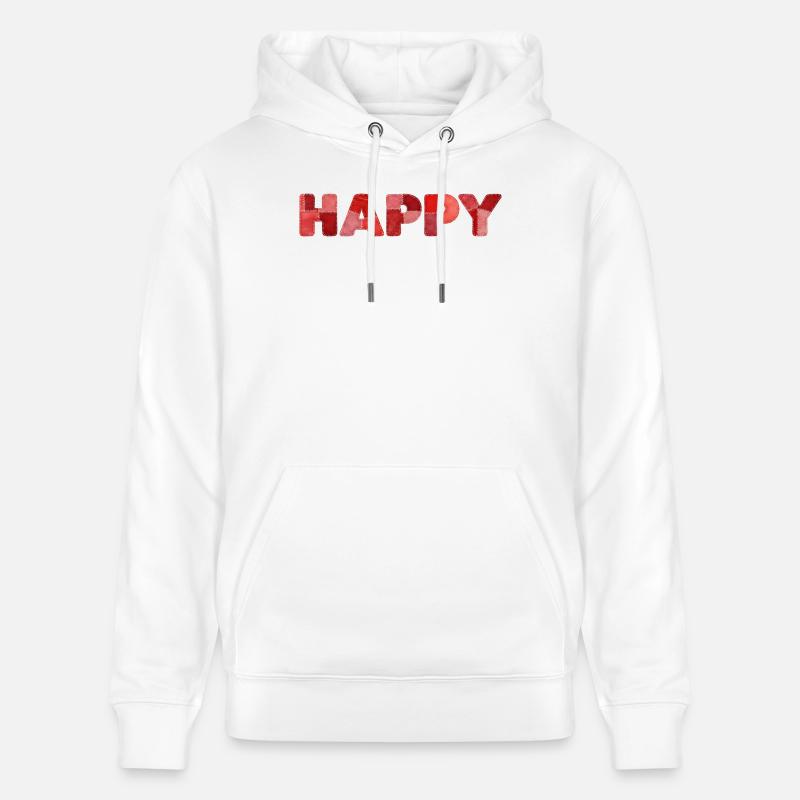 HAPPY Patchwork Broderie Dernière Tendance - Sweat à capuche bio CRUISER Stanley/Stella Unisexe - blanc