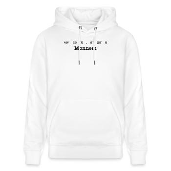 Koordinaten Mannheim Monnem - Stanley/Stella Unisex Bio-Hoodie CRUISER  - Weiß - Vorne - Alina (178cm) & Michal (187cm)