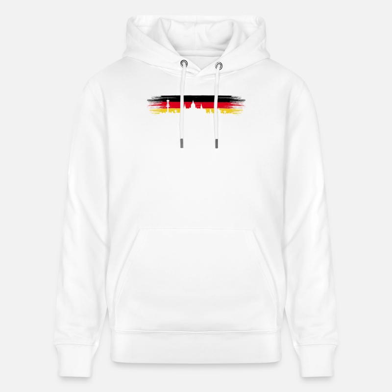 Hanovre Allemagne Drapeau Basse-Saxe Skyline - Sweat à capuche bio CRUISER Stanley/Stella Unisexe - blanc