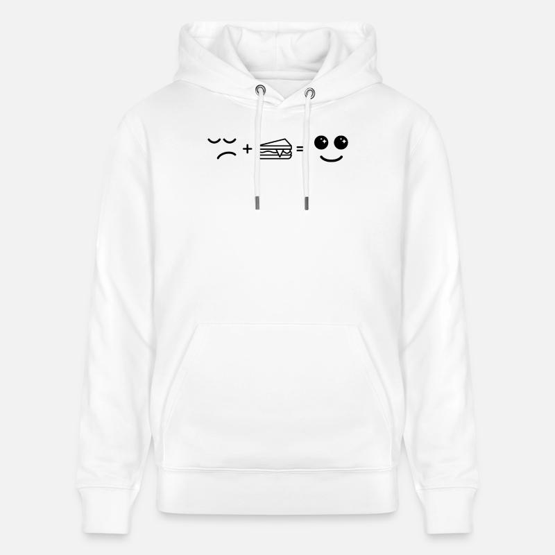 triste manger du gâteau devenir heureux - Sweat à capuche bio CRUISER Stanley/Stella Unisexe - blanc